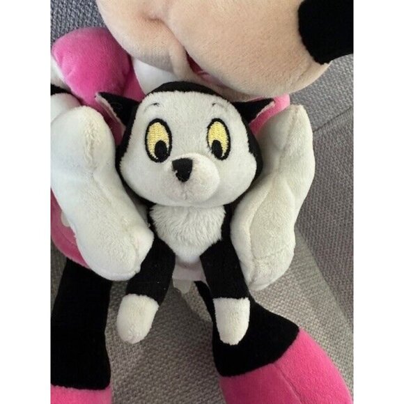 Disney Minnie Mouse Holding Figaro Plush Pinocchio Cat Stuffed Toy Just Play 14" - Picture 3 of 8